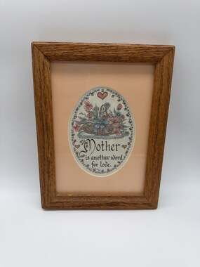 Vintage 1988 Creative Calligraphy Mother Is Another Word For Love Framed Art